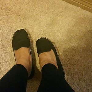 New Black Leather Soludos Flats