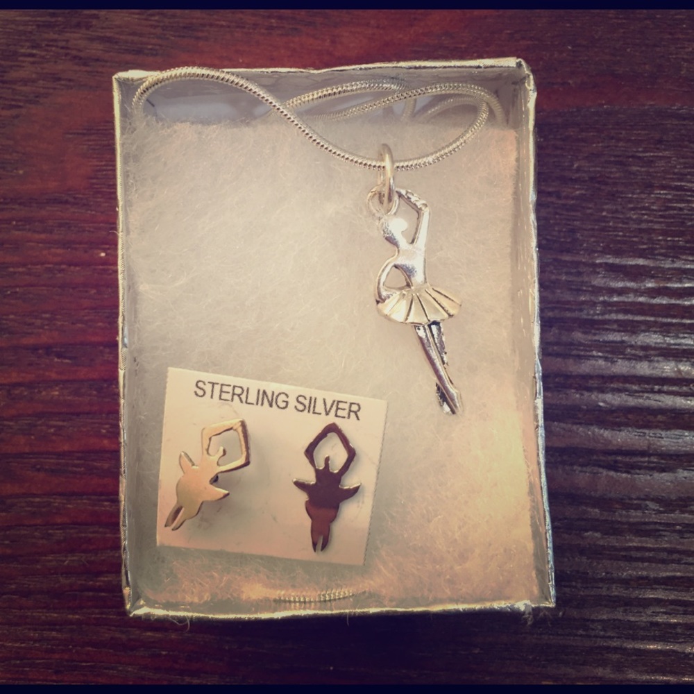 NEW ballerina necklace and earring set