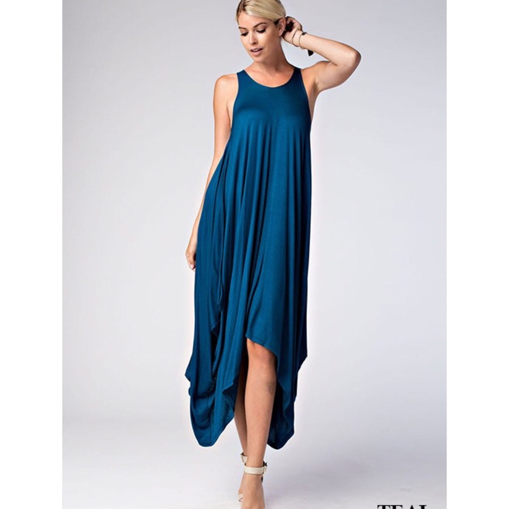 ‼️SALE‼️Teal Sleeveless Harlem Dress - Picture 2 of 5