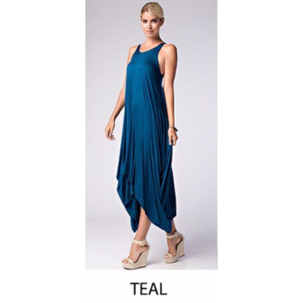 ‼️SALE‼️Teal Sleeveless Harlem Dress - Picture 4 of 5