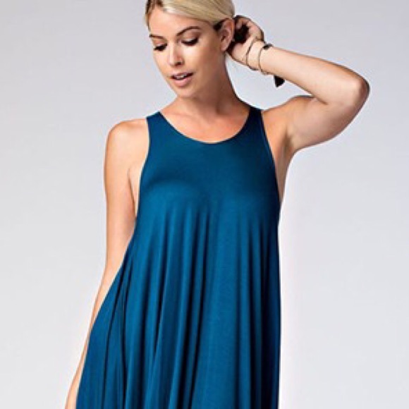 ‼️SALE‼️Teal Sleeveless Harlem Dress - Picture 3 of 5