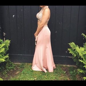 Blush two piece prom dress