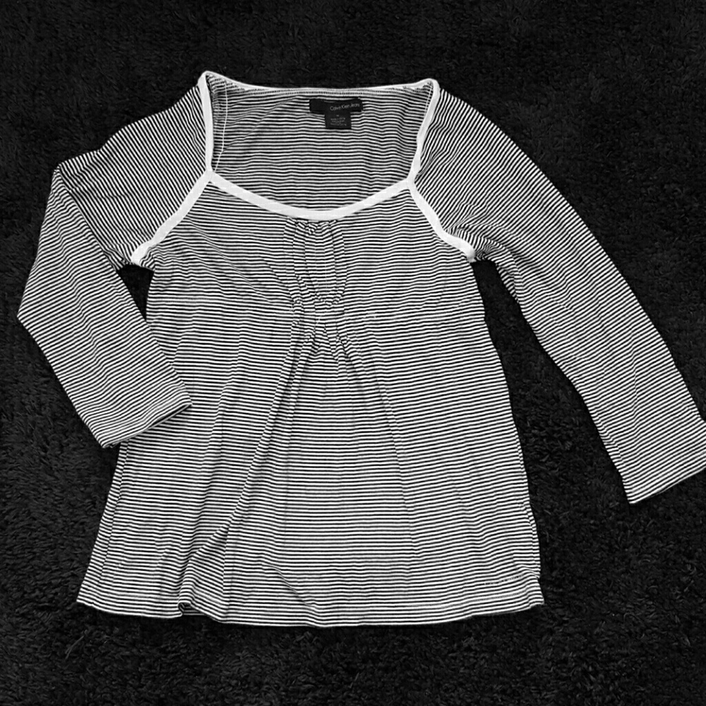 Calvin Klein casual black and white stripped top.