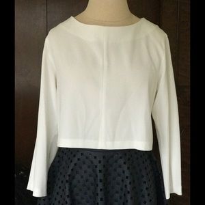 Club Monaco Long Sleeve White Cropped Top