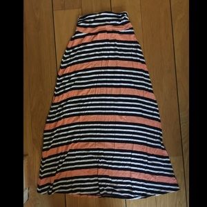 Orange/Blue/White Striped Maxi Skirt