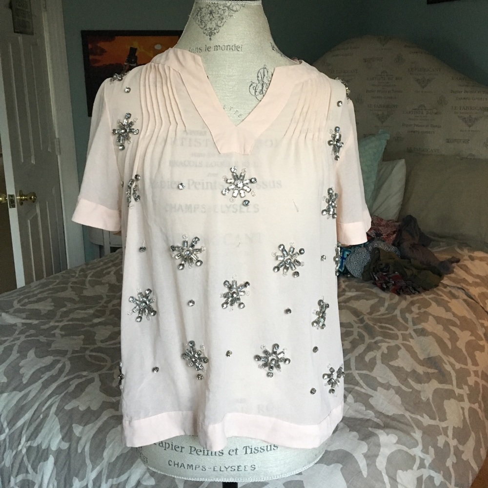 Pale Pink Jeweled Top