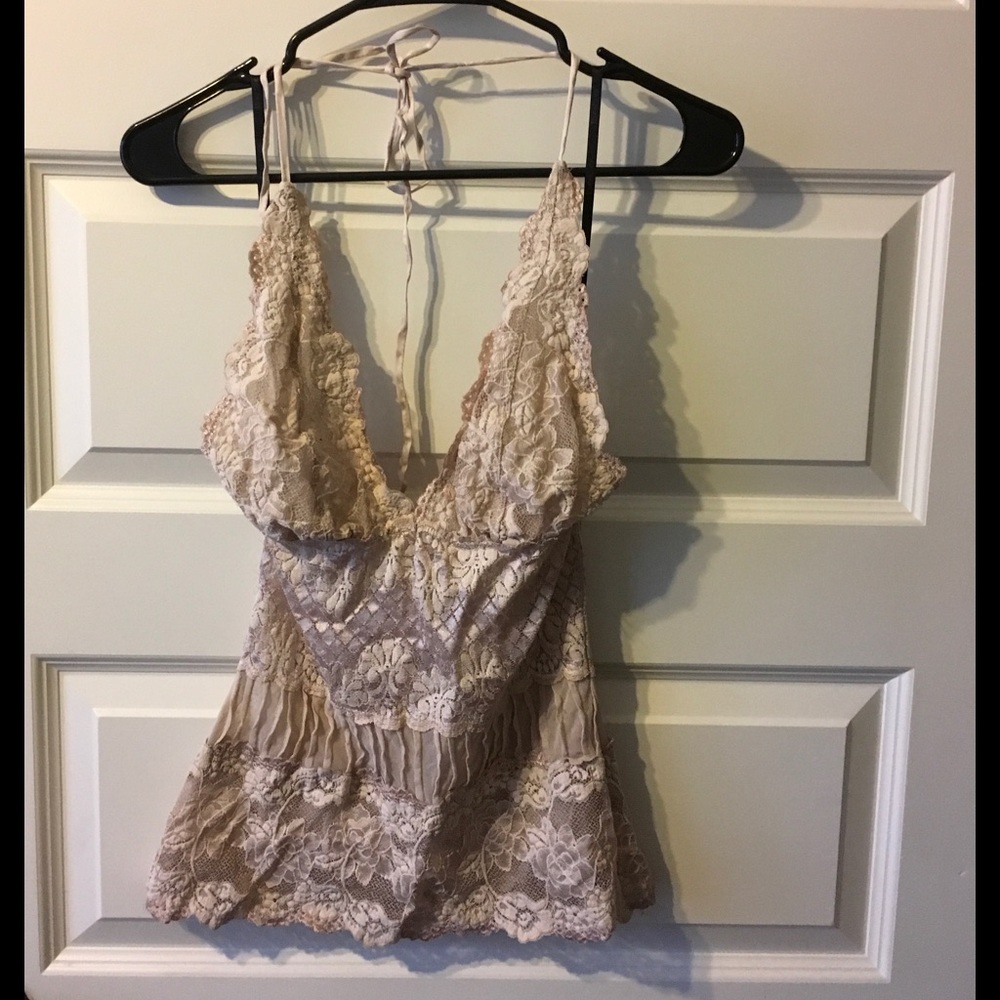 Bebe Champagne Halter Top