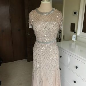 Adrianna Papell jeweled dress w/ cap sleeves