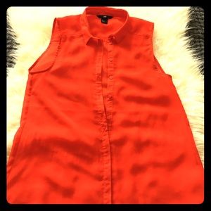 Orange H&M sheer blouse