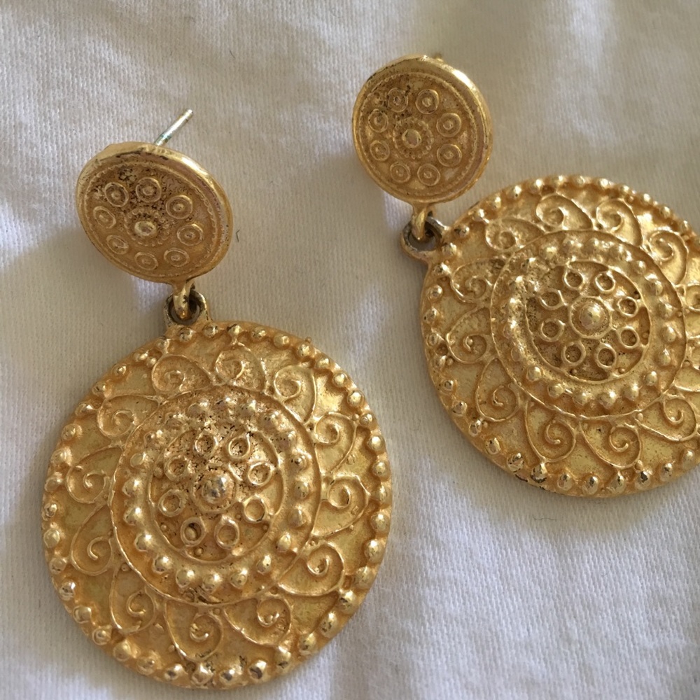 Gold Dangle Earrings - Picture 2 of 2