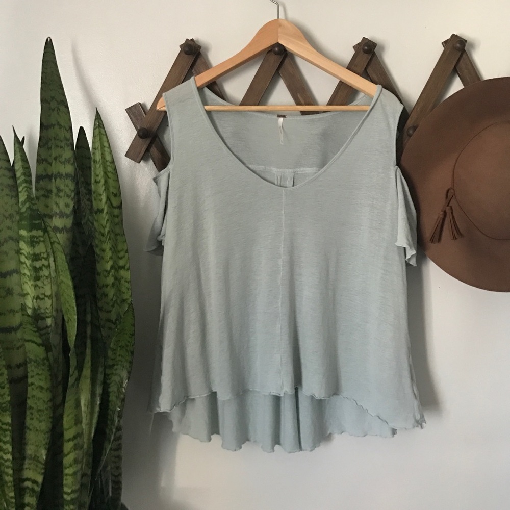 Free People bittersweet cold shoulder tee in mint
