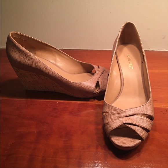 Nine West Peep Toe Cork Wedges - Picture 1 of 3