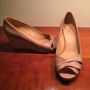 Nine West Peep Toe Cork Wedges