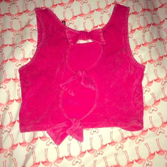Pink crop too w high waisted shorts - Picture 2 of 2
