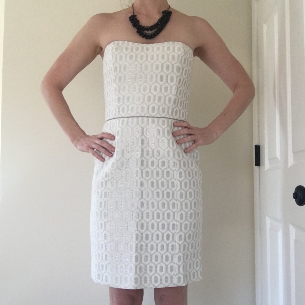 White and silver Nicole Miller dress