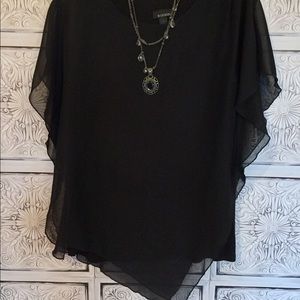 Black blouse with sheer poncho xl