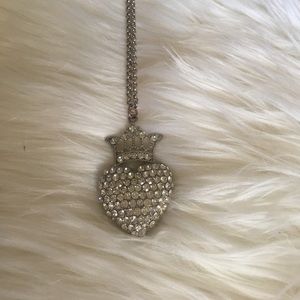 Silver crown on heart necklace
