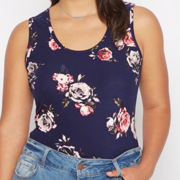 Plus Navy Rosy Soft Tank Top - Picture 2 of 3