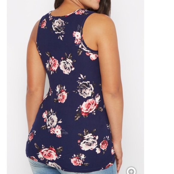 Plus Navy Rosy Soft Tank Top - Picture 3 of 3