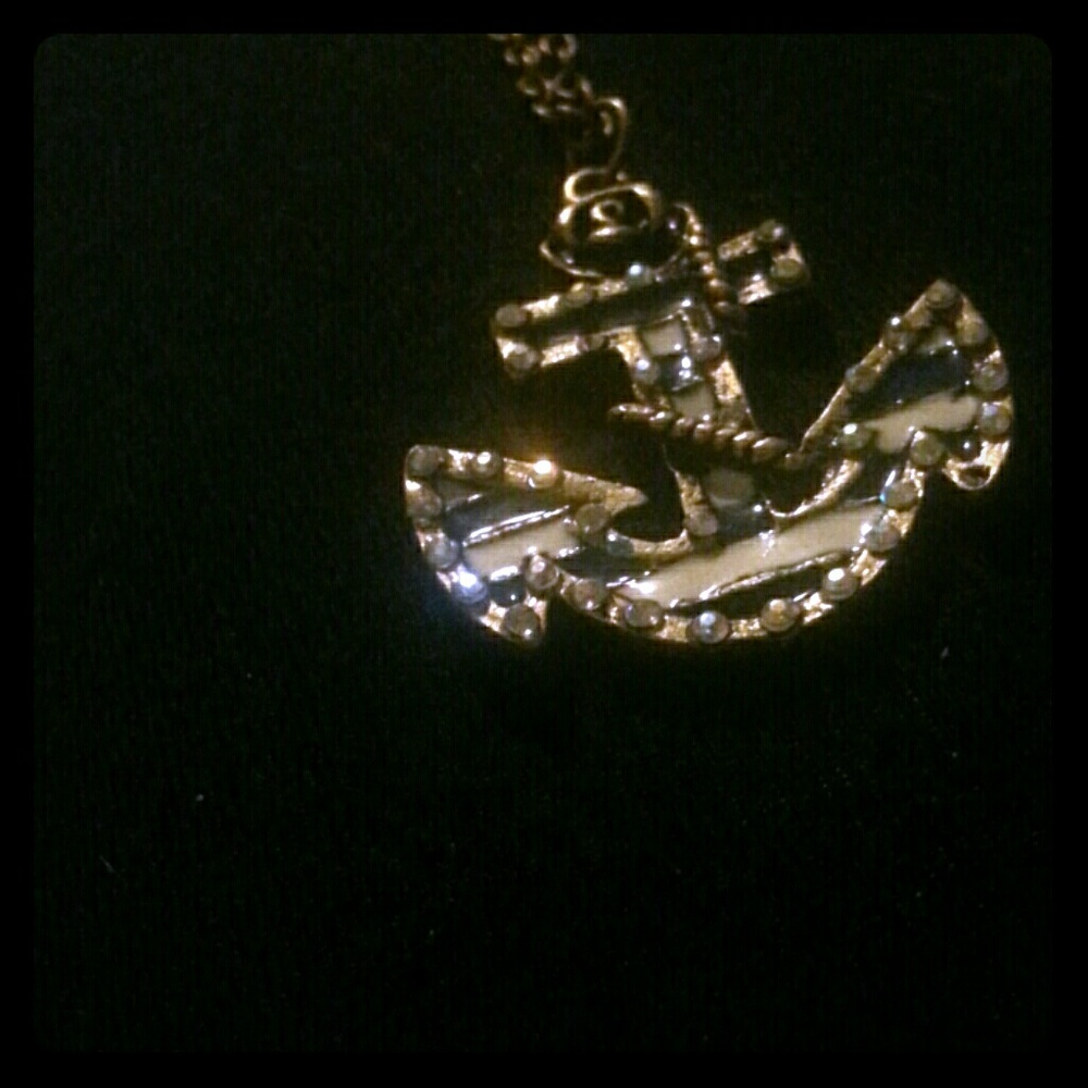 Navy, white, and gold necklace