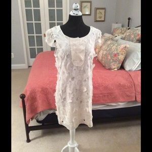 Off White Lace Dress with Floral Detail