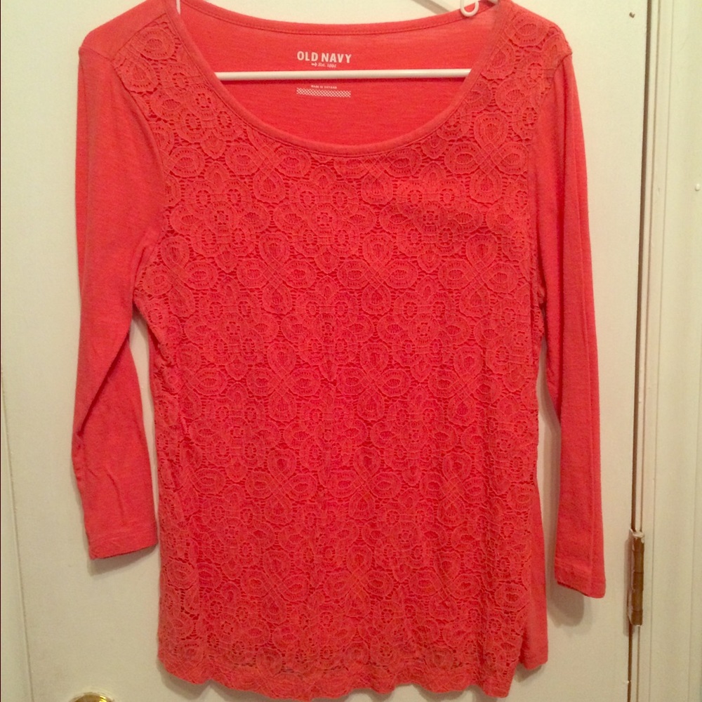Old Navy Coral 3/4 Sleeve Shirt