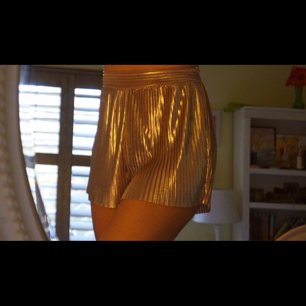 Metallic Pleated Shorts