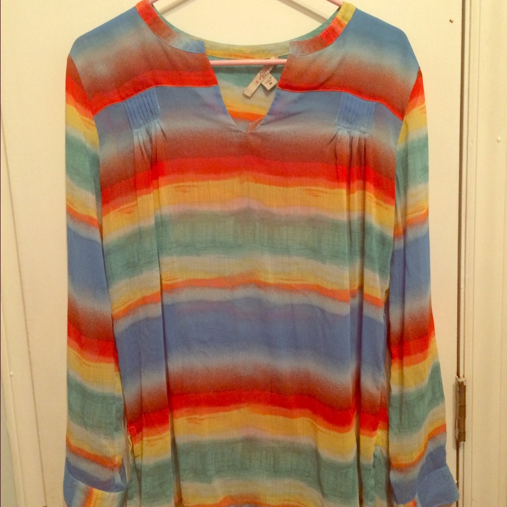 Fever Multi-Colored, Long-Sleeve Blouse