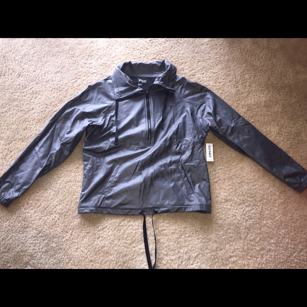 Old Navy Gray Windbreaker Pullover With Half Zip S