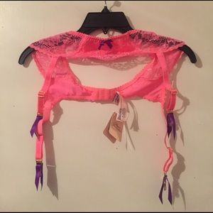 Agent Provocateur NWT Hot Pink Lace/Mesh Suspender
