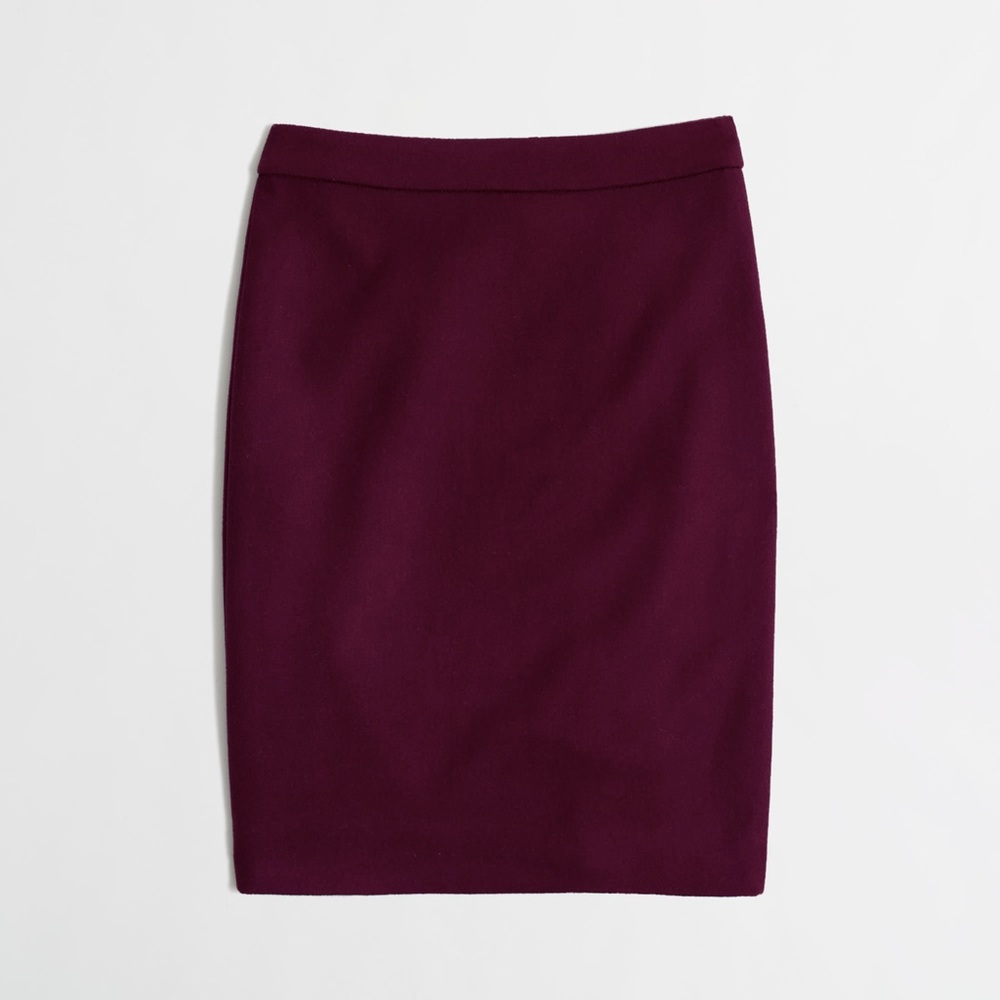 NEW wine pencil skirt in double-serge wool