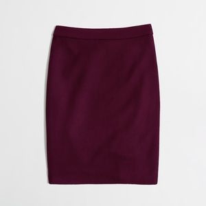 NEW wine pencil skirt in double-serge wool