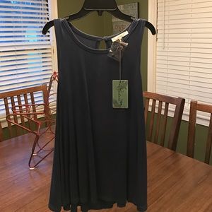 Blue sleeveless top, keyhole back