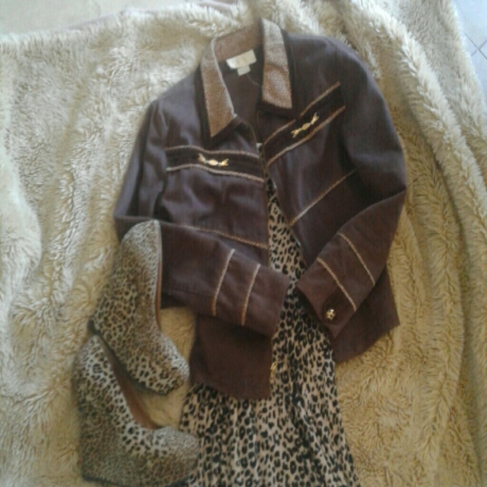 CACHE Blazer Brown leopard print