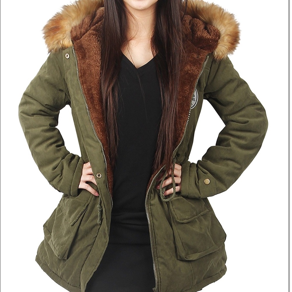 Fur lined winter coat