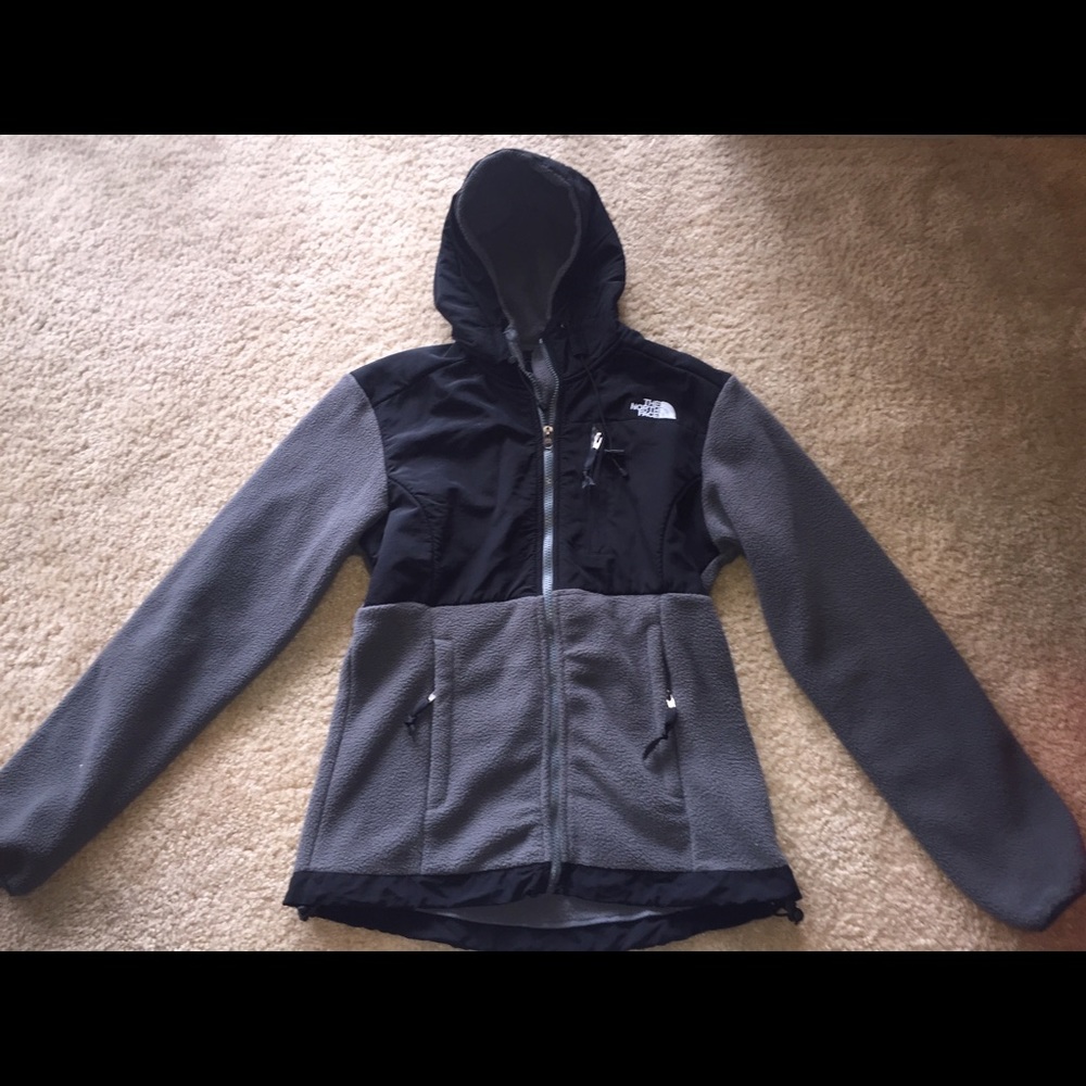 North Face Gray/Black With Hood and Full Zip  S