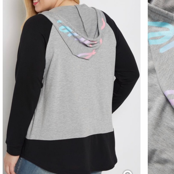 Plus Size Love Myself Color Block Hoodie - Picture 3 of 4