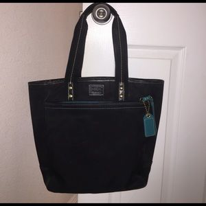 Black nylon coach tote