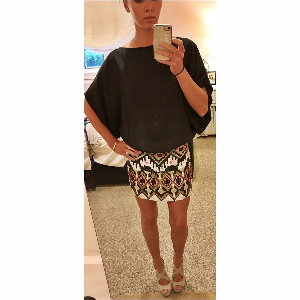 Parker Navajo beaded combo dress BLACK Small