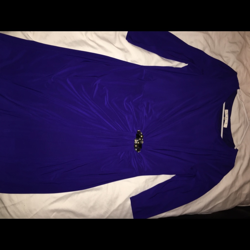 Evan Picone cobalt blue long sleeve party dress