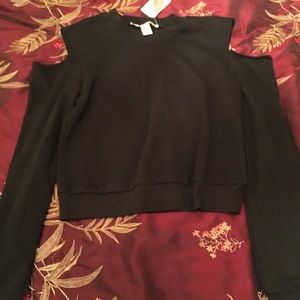 Black open shoulder long sleeve