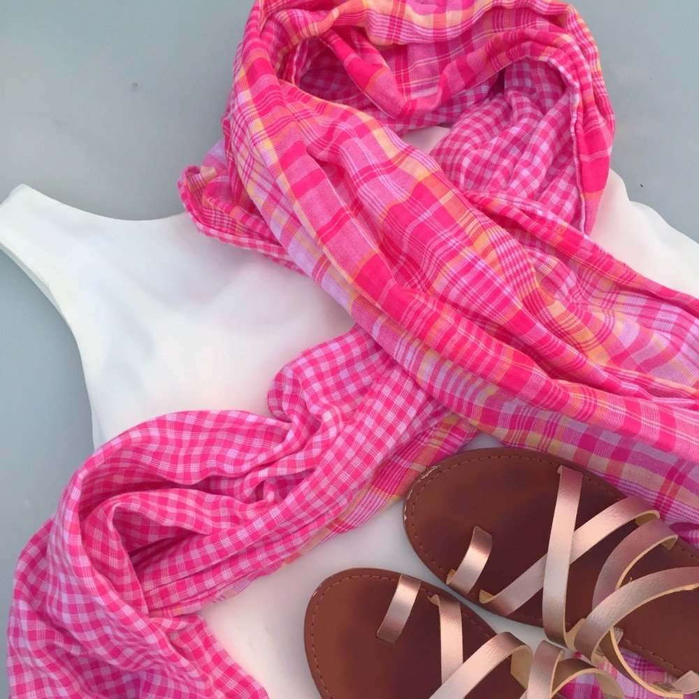 Pink Plaid Scarf