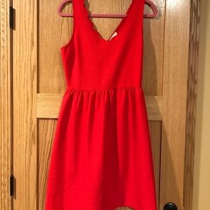 Everly red dress! Scalloped detail at the chest!