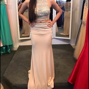 Jovani Champagne Prom Dress