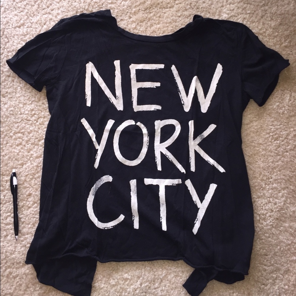 Forever 21 NYC Open Back Slit Black Shirt S