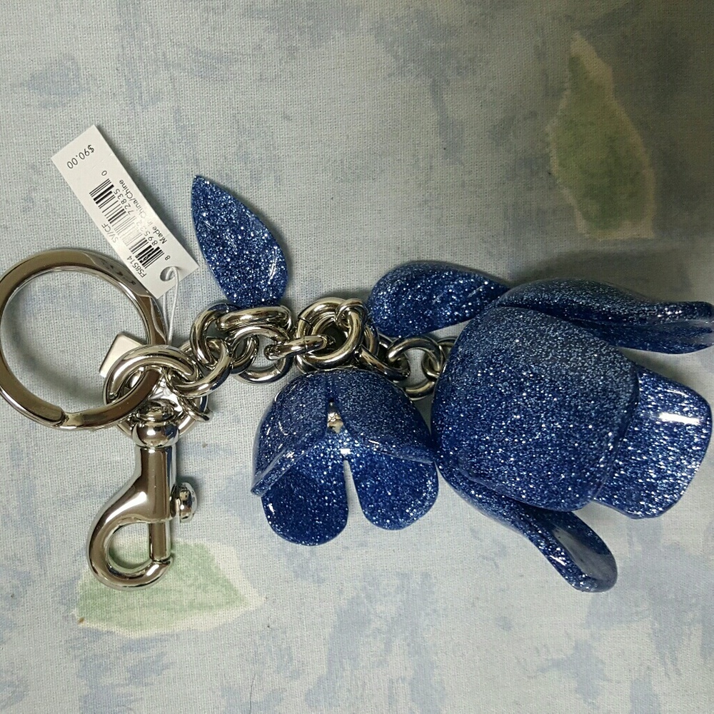 NWT Coach flower bag charm in cornflower blue