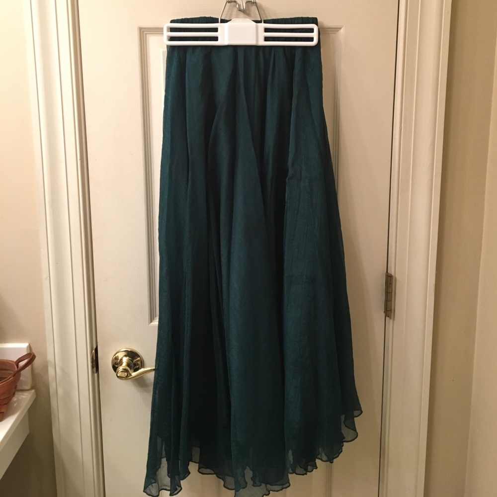 Emerald Green Flowy Maxi Skirt