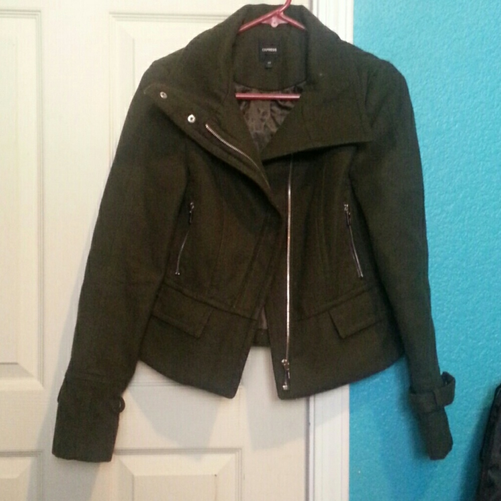 EXPRESS  olive green peacoat
