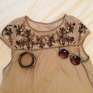 Mexican Embroidered Boho Blouse