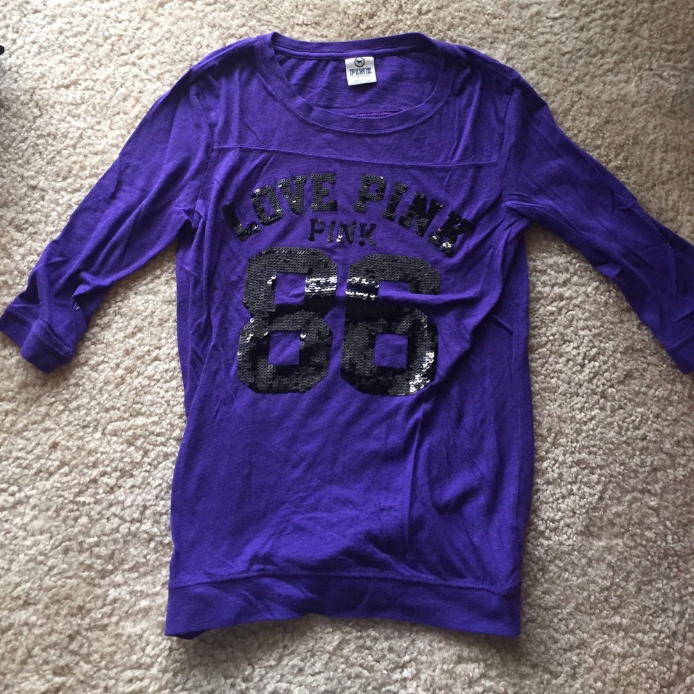 Purple Victoria's Secret Pink Half Sleeve Shirt XS